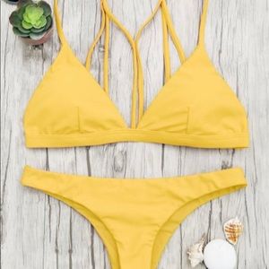 Zaful Padded Strappy Back Yellow Bikini